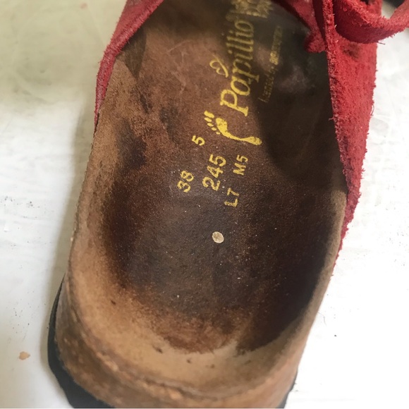 Birkenstock Papillio 3 Trap Buckle Suede Cork Eva Soles Red Sandals Slides Flats - Picture 8 of 16